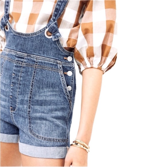 Anthropologie Pilcro Slouchy Denim Overall Shorts Size 27 - Picture 5 of 8